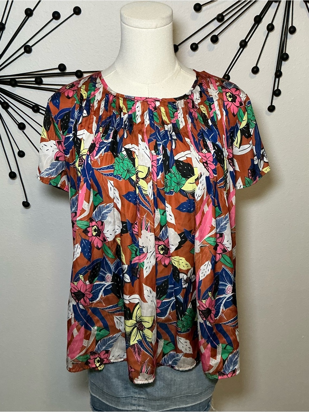Dolan Floral Tropical Print Boho Blouse Top Medium